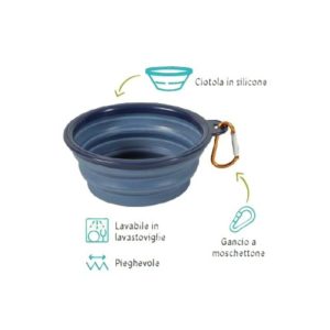 Zolux ciotola flessibile pieghevole blu 450ml