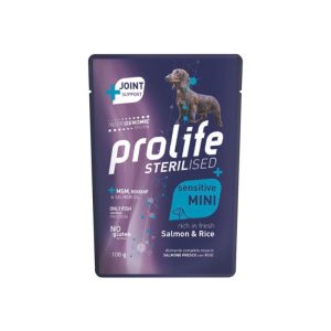 Prolife sterilised sensitive adult salmone e riso mini 100gr