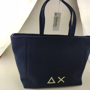 SUN68 medium canvas bag navy blu